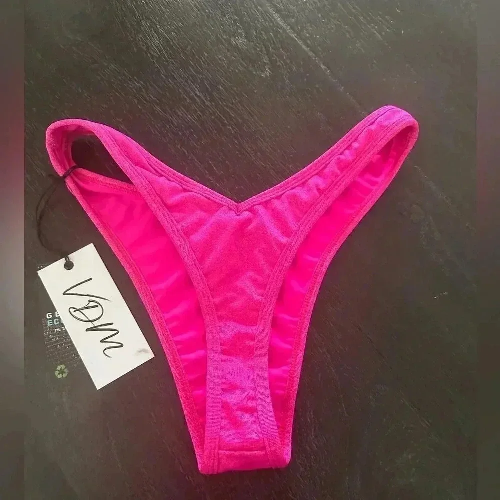 Revolve VDM Kate Reversible Bikini Bottom‎ In Milano Pink Sz S